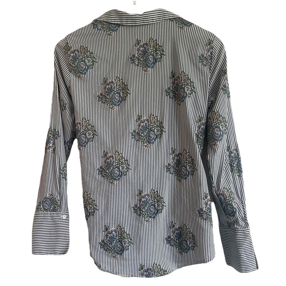 NEW Zara Striped & Floral Front Knot Shirt, Size M - Picture 6 of 9